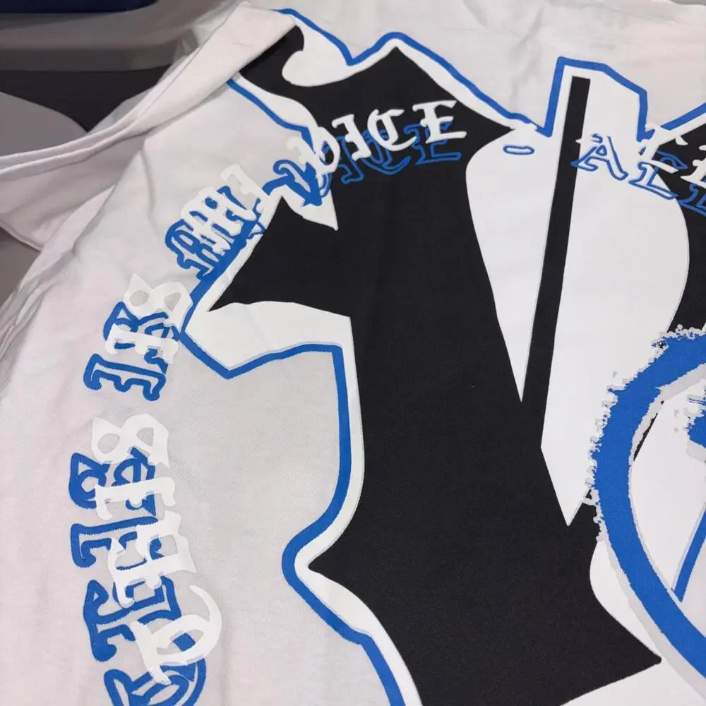 MI Vice Doberman Skeleton Graphic White Blue Black‎ Tee Mens XL NWOT NEW